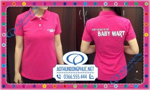 Mẫu áo thun cổ bẻ nữ. In áo đồng phục cổ trụ nữ. Áo có cổ nữ form ôm chiết eo. Đồng phục áo thun nhân viên nữ hệ thống siêu thị