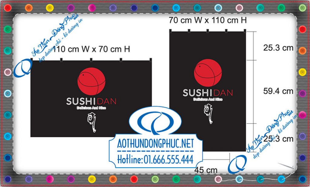 In cờ quán ăn Shushi Dan In logo trên vải, in lụa gia công, xưởng in lụa theo yêu cầu. In logo quán ăn, in logo theo yêu cầu giá rẻ tại Tp.HCM và Hà Nội