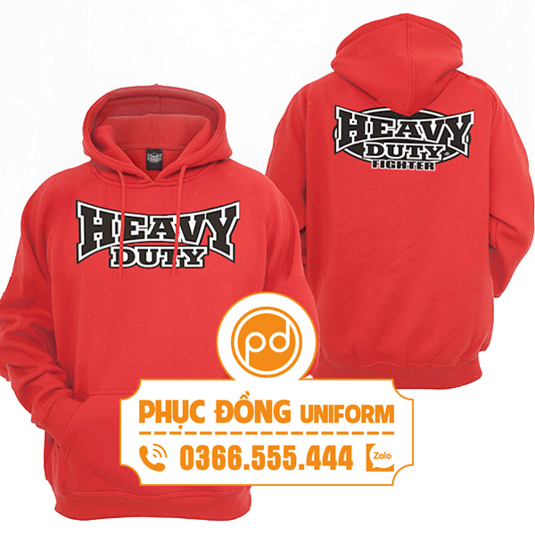 Áo khoác hoodie tay dài có nón màu đỏ, áo hoodie có nón