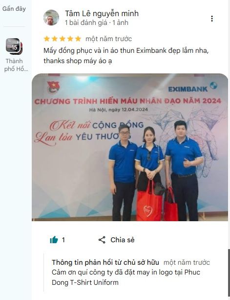 Đánh giá tốt của khách hàng khi đặt may đồng phục công ty