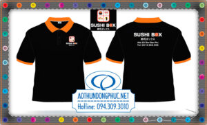 Xưởng may áo thun-đồng phục quán ăn Shushi Box.Chuyên may áo thun đồng phục nhân viên công ty, xưởng may uy tín chất lượng giá cả cạnh tranh.Xưởng may áo đồng phục giá rẻ tại TpHCM sẽ làm hài lòng bất kì khách hàng khó tính.