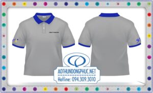 Áo đồng phục màu xám phối bo xanh